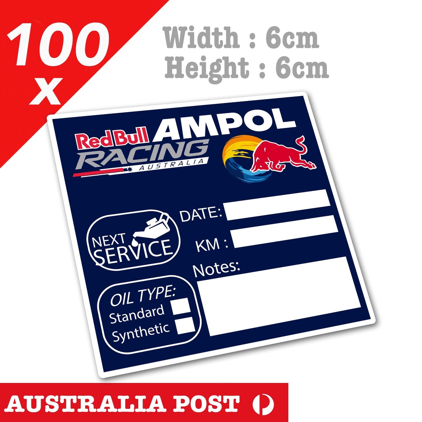 AMPOL RED BULL RACING, Oil Change Service Reminder Car Window Stickers