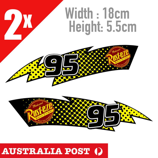 Disney Cars Lightning McQueen Black 95 Flame Number Stickers