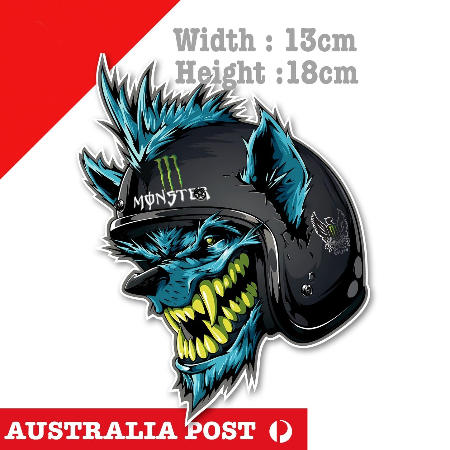 Monster Energy Drink WOLF Helmet, Motorcycle, Helmet, Fuel Tank  Sticker