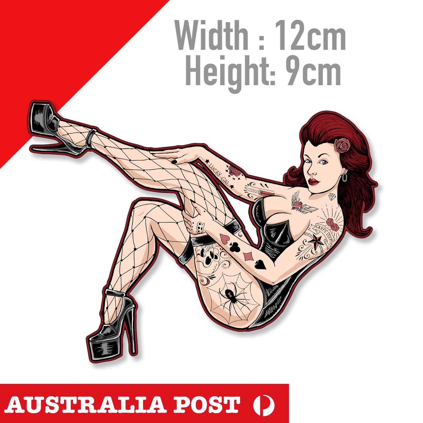 Sexy Red Head TATTOO Chubby Girl, Sexy Pin Up Girl With Tattoos Sticker