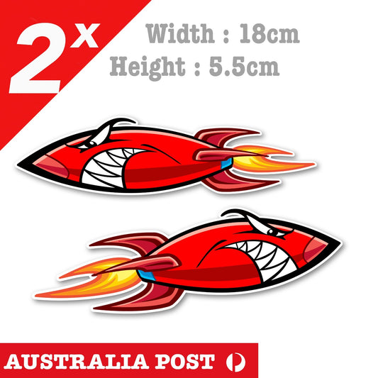 Angry Rocket with Flame Helmet Motorbike Bike Stickers