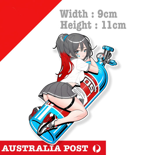 NOS WARNING! FAST BOOST SPEED RACING drifting JDM Anime Sexy Girl Sticker