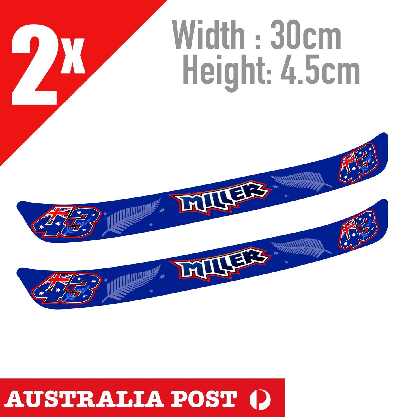 JACK MILLER Australian Logo Motorcycle Helmet Silver Logo Visor  Stickers