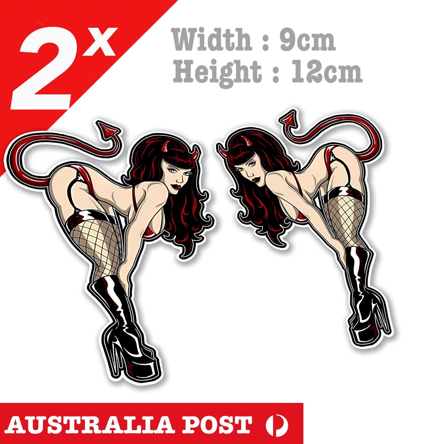 Sexy Devil Pin Up, Devil Pin Up Girl with Tail Stickers