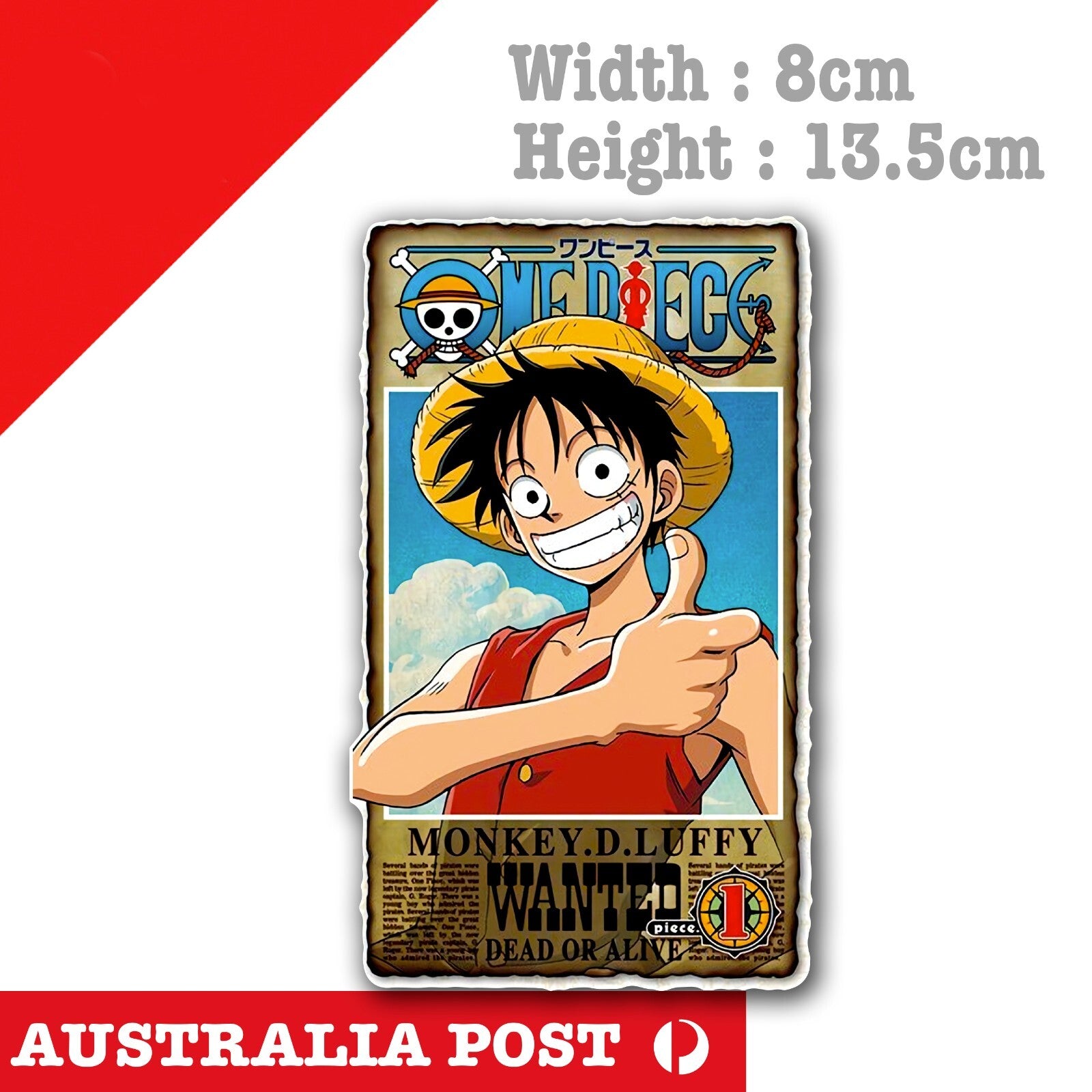 One Piece - Anime - Monkey D. Luffy Pirate King Wanted Poster Decal Sticker
