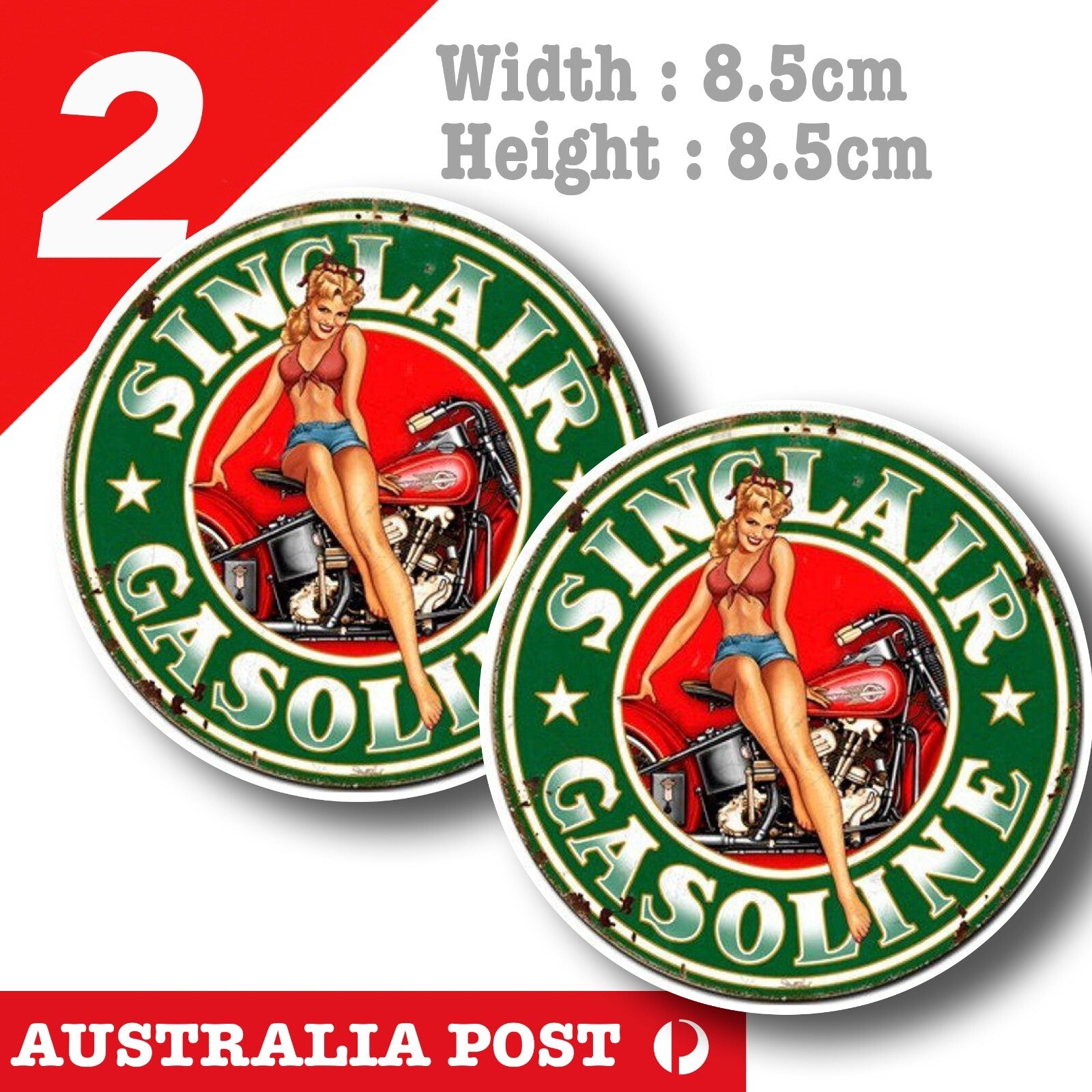 Sinclair Gasoline Pinup Girl Grunge Style, Rusted, Dirty Old Sticker