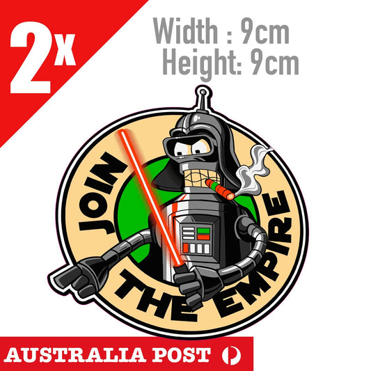 Bender, Futurama Planet Express as Darth Vader Star Wars Funny Stickers