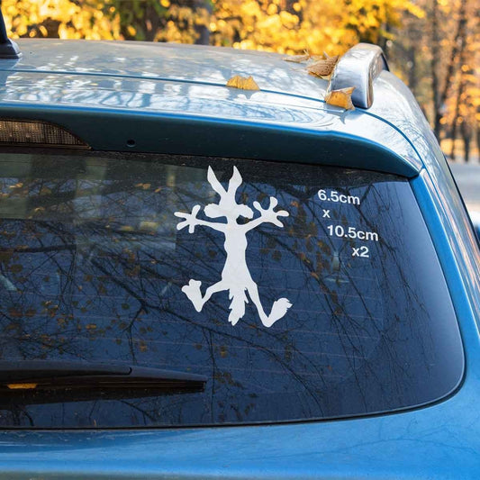 Road Runner WILE E COYOTE ACME Funny Car Window x2 Sticker