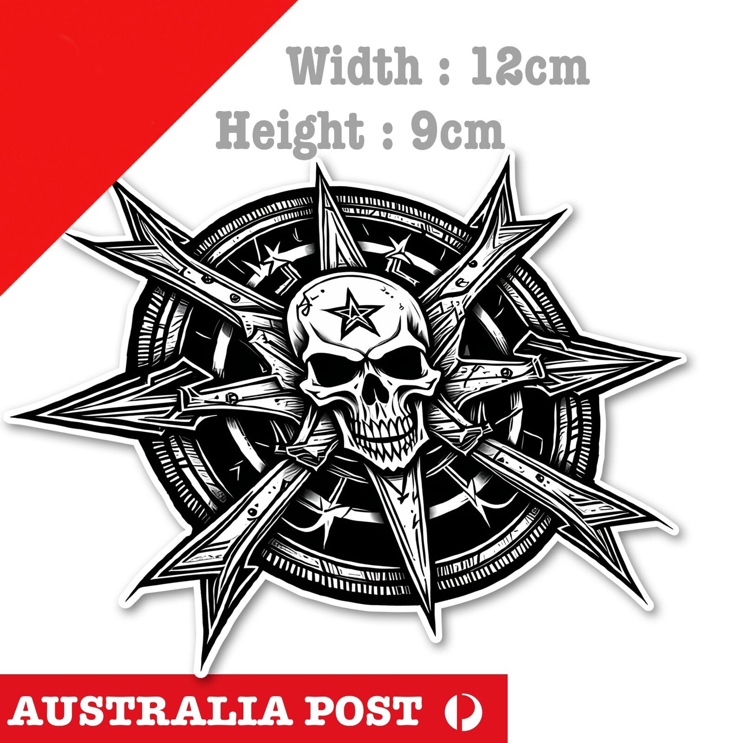 SKULL Star Badge Sanitation, Skull Head Sticker