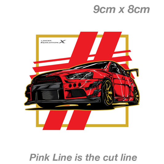 Mitsubishi Lancer EVO Red Car  Vinyl  Sticker