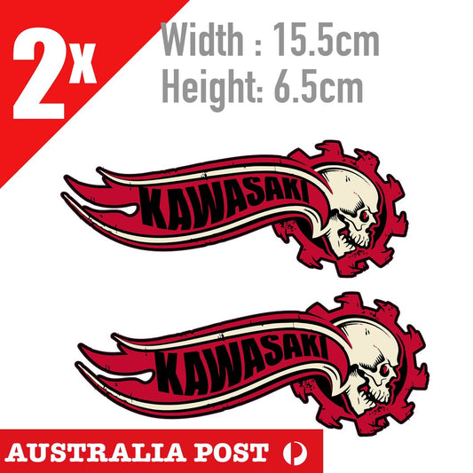 Kawasaki LOGO Skull Stickers Tank Motorbike Toolbox,  Helmet Sticker