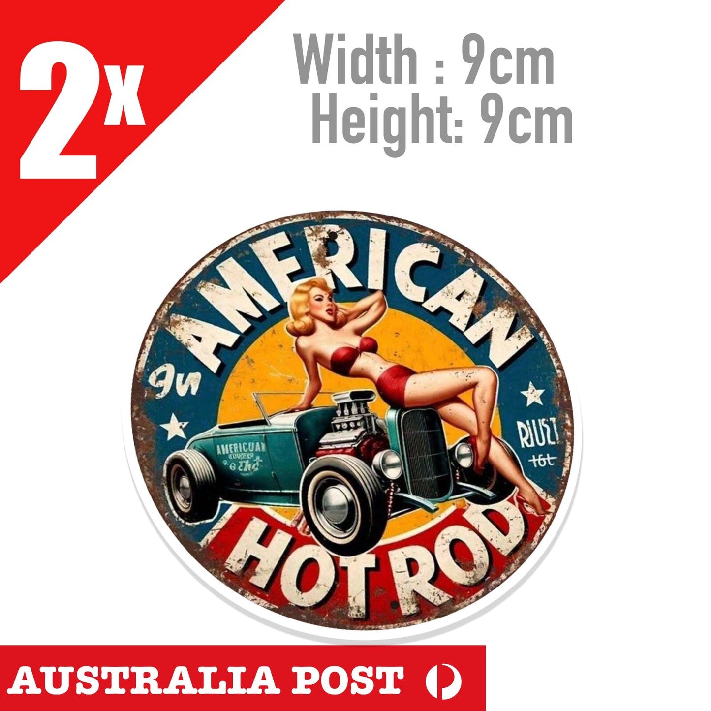 America's HOT ROD SExy Pinup Girl Vintage Rusted Sign Vinyl  Sticker
