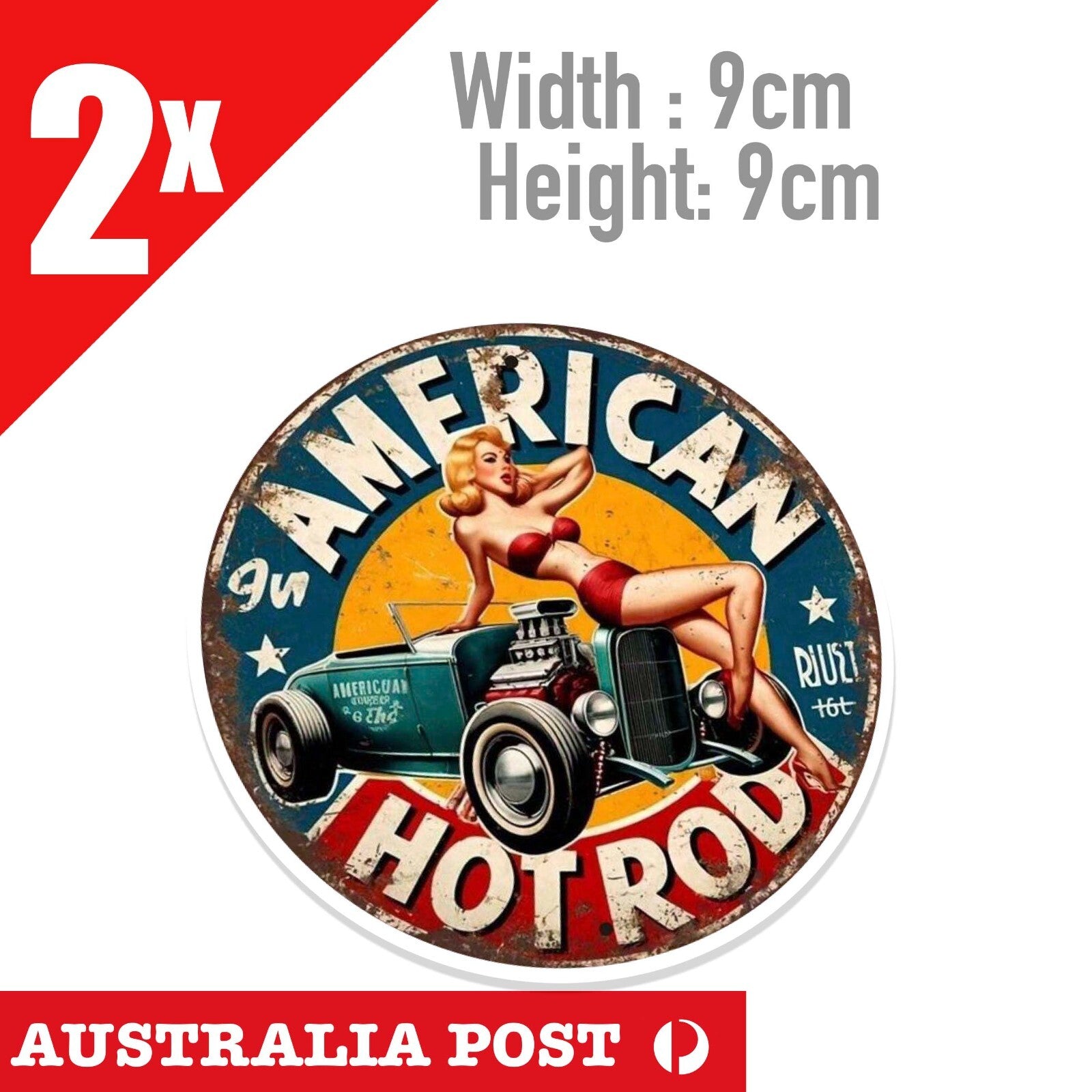 America's HOT ROD SExy Pinup Girl Vintage Rusted Sign Vinyl  Sticker