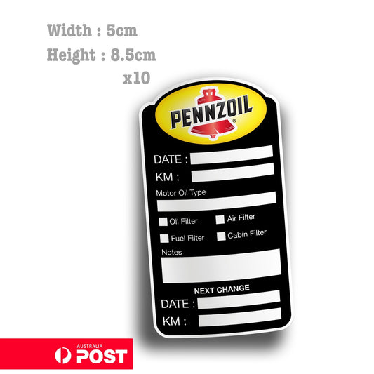 Pennzoil Oil Change Service Reminder x10 Black Stickers , Cars Vans Sticker