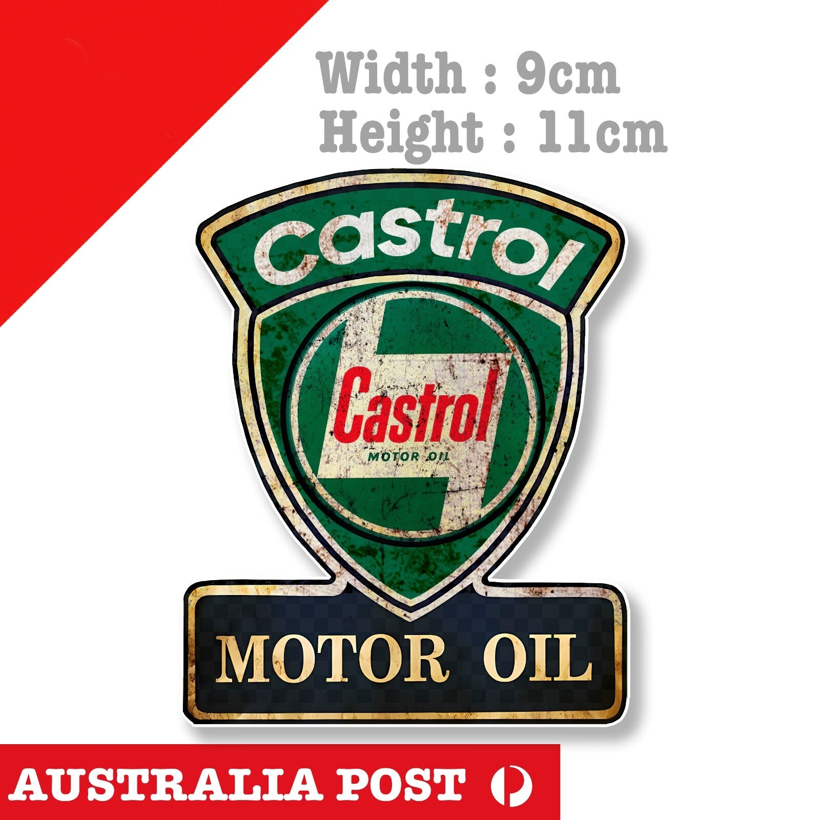 CASTROL Oil Vintage Logo, MOTOR Oil, Vintage, Rusted, Damaged Dirty Sticker