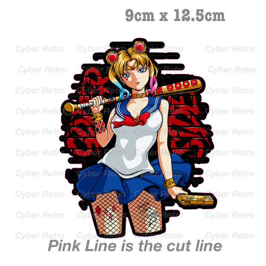 Sailor Moon as Harley Quinn Baseball Bat, Anime JDM   Sticker