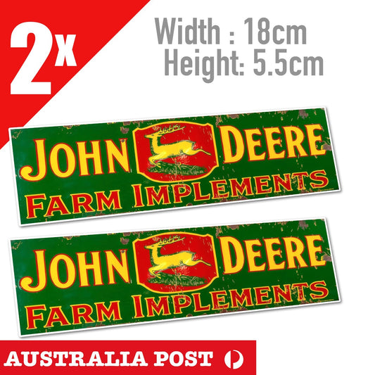 JOHN DEERE Vintage Rustic Style FARM IMPLEMENTS  Banner Stickers