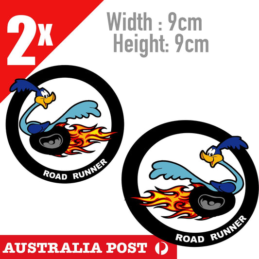 Road Runner and Wile E Coyote Funny Flame , Turbo  Running Stickers