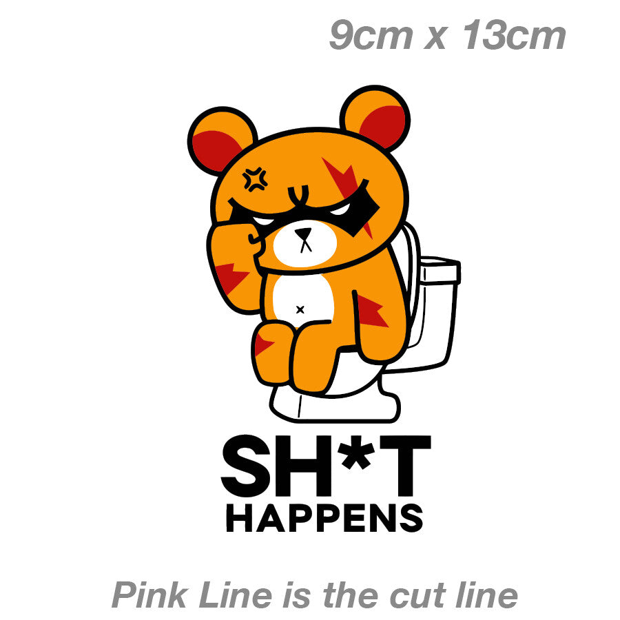 Funny Bear in Toilet - SH*T Happens Laptop , Car  Vinyl  Sticker