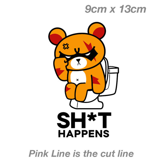 Funny Bear in Toilet - SH*T Happens Laptop , Car  Vinyl  Sticker