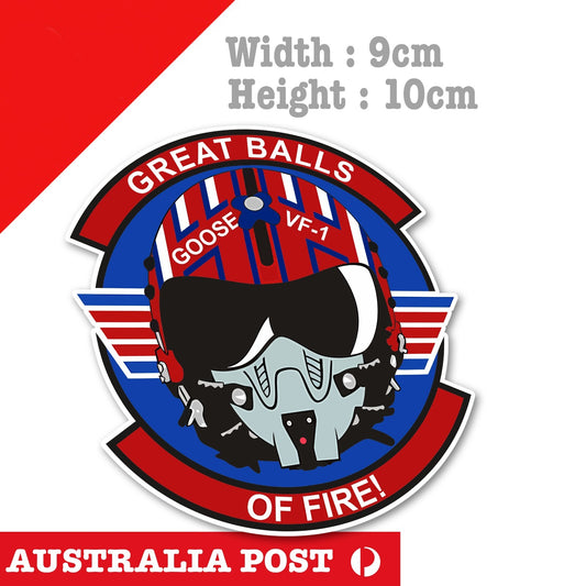 Top Gun GOOSE VF-1 Helmet - Great Balls Of Fire Decal Sticker