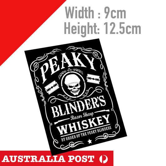 PEAKY Blinders Garrison WHISKEY,  Jack Daniel STYLE  SKULL Label Sticker