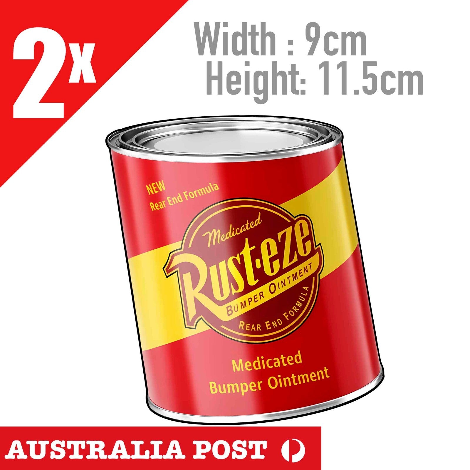 Rust-Eze Rusteze Logo Can ,Rust-Eze Bumper Ointment Stickers