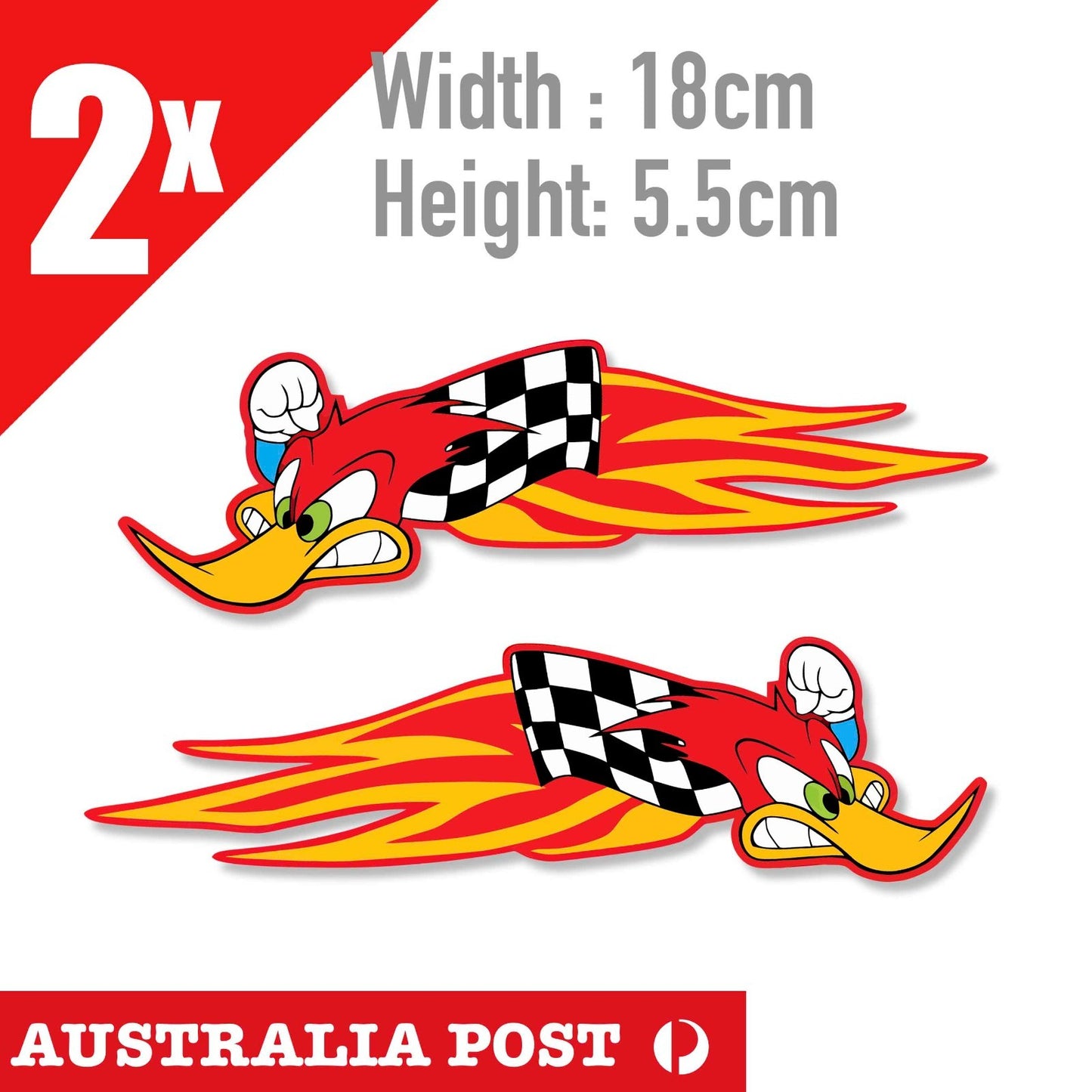 Honda Racing Woody Woodpecker Bike, Side Panel, Fuel tank , Helmet  Sticker
