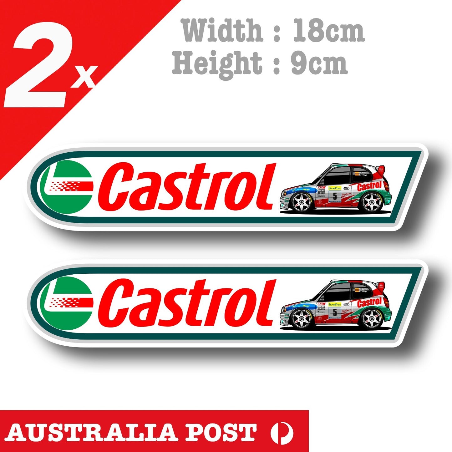 Castrol Oil Banner 1997 TOYOTA Corolla WRC, Rally Race Car Sticker