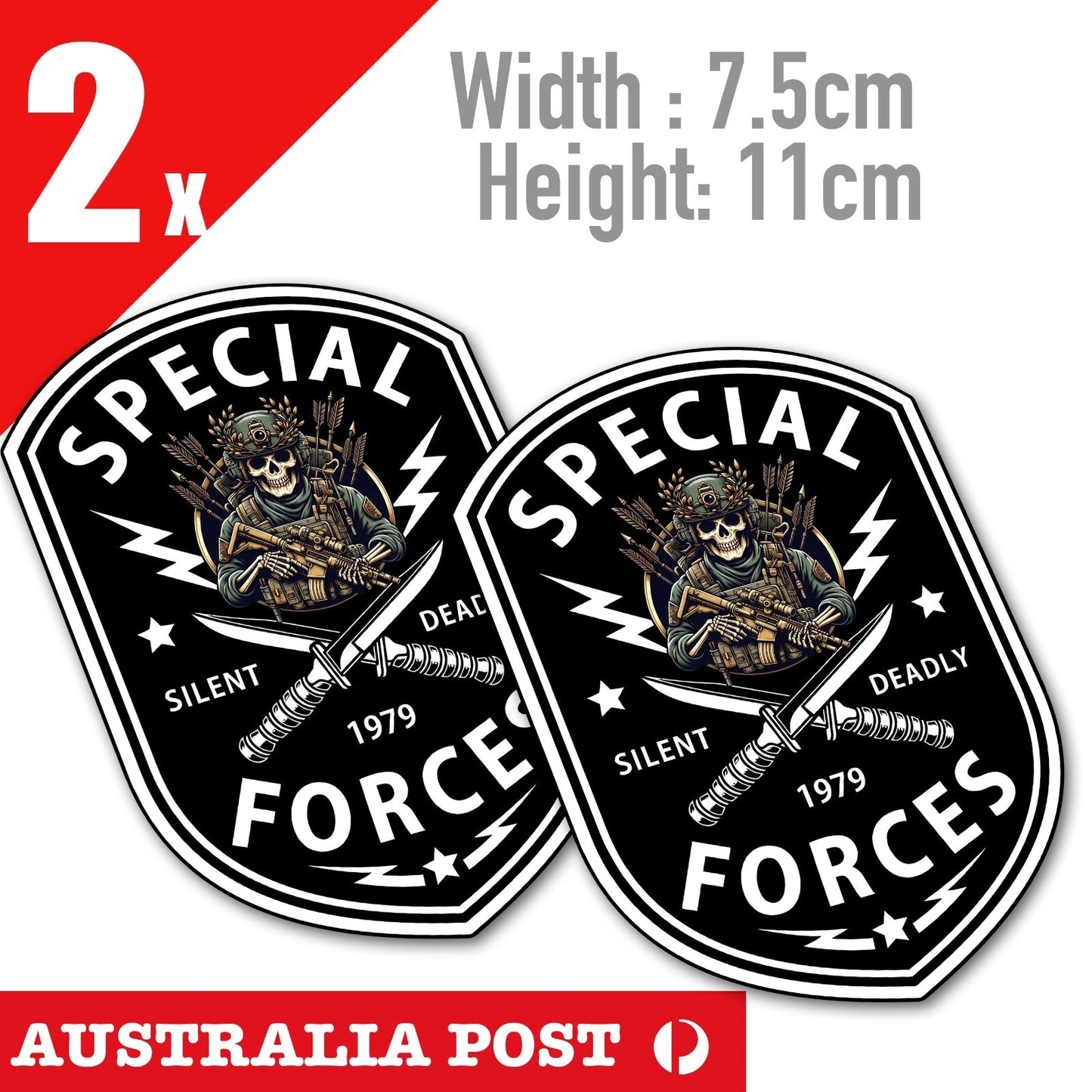 Special Forces Skull Soldier Badge, Skull with Knife Stickers