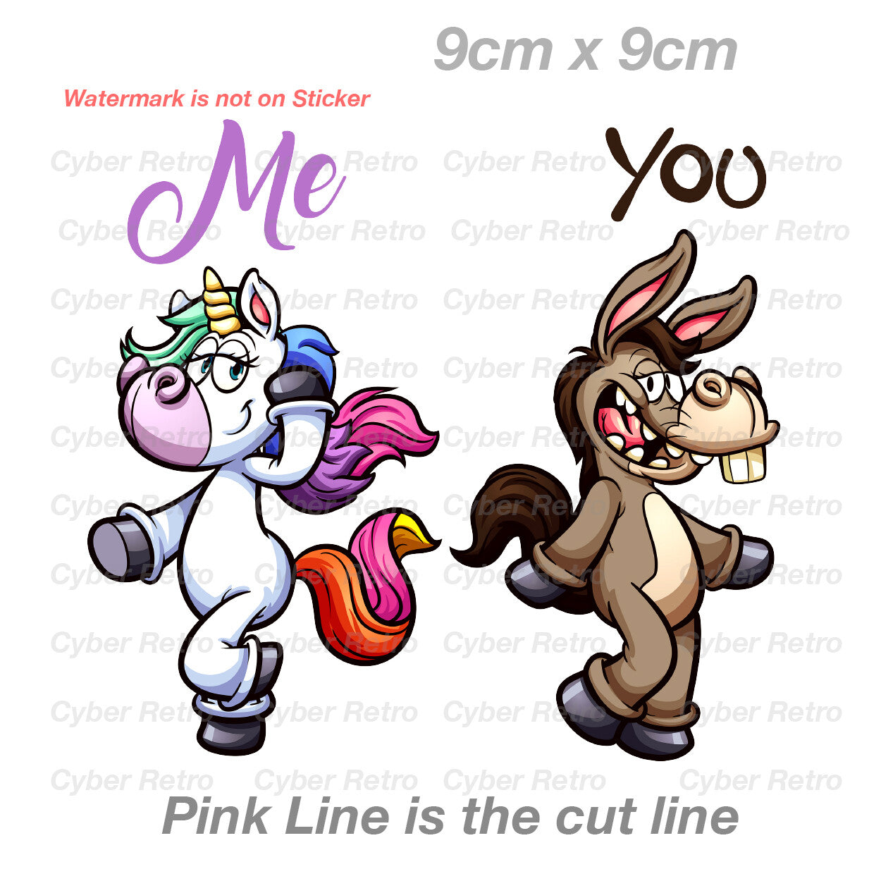 Unicorn Sticker Donkey & Unicorn Funny Cartoon Decal Sticker 