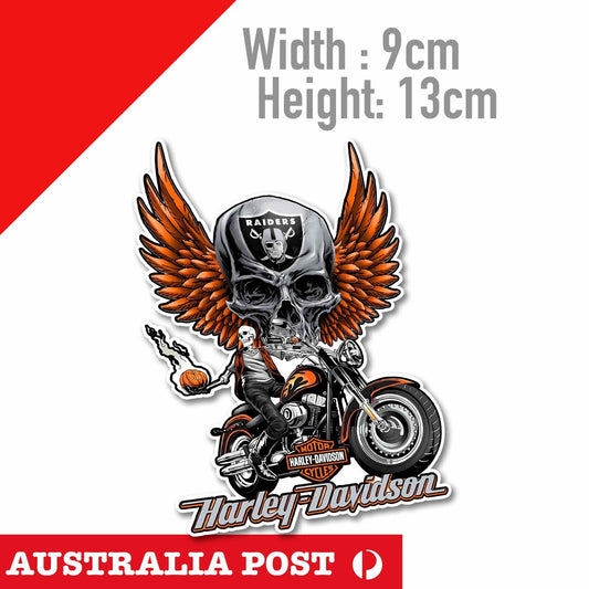Harley Davidson RAIDERS SKULL Motorcycle Logo, Fuel Tank, Helmet Stickers