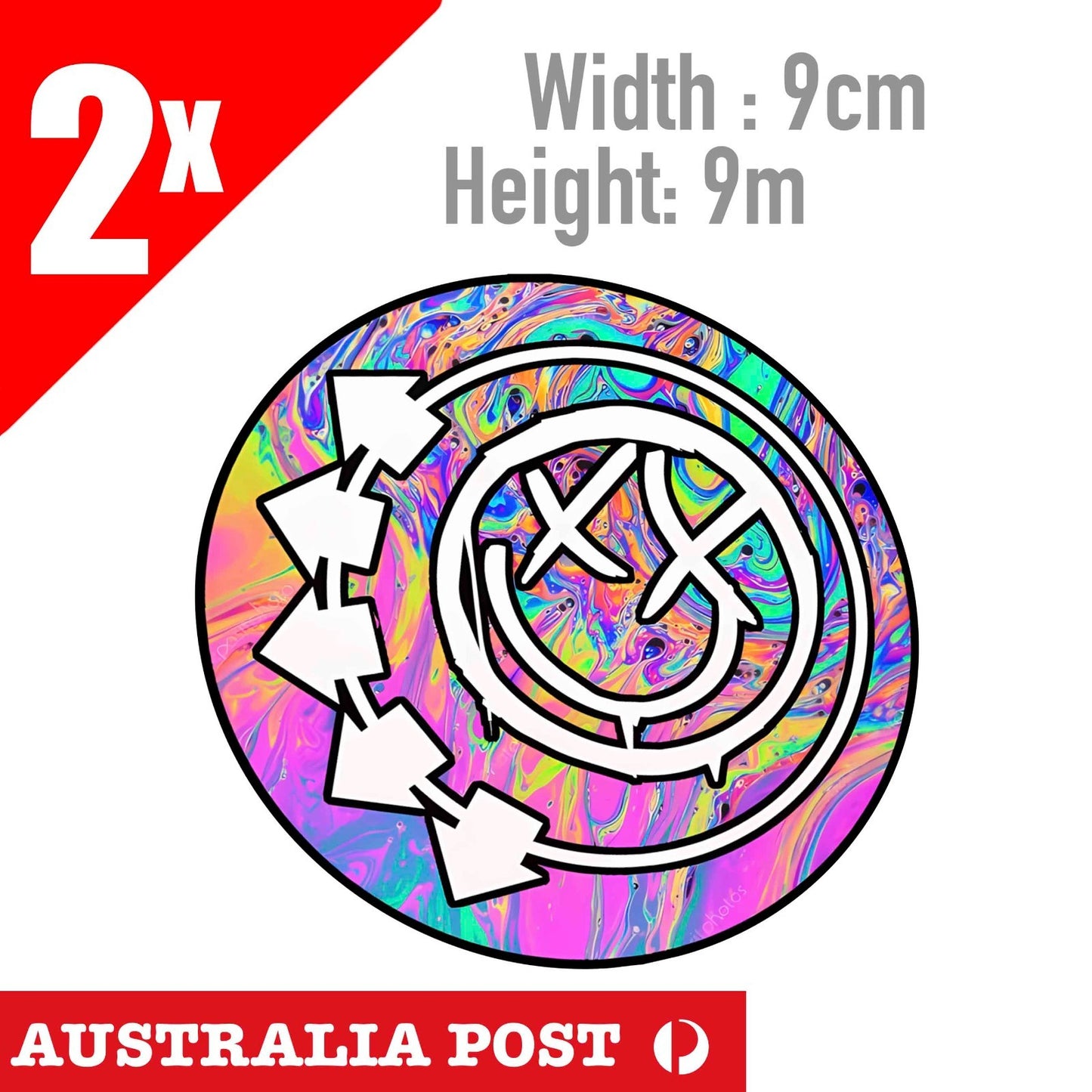 Blink 182 Oil Slick Style Sticker Logo PACK OF 2 laptop Bumper Decal Band Rock