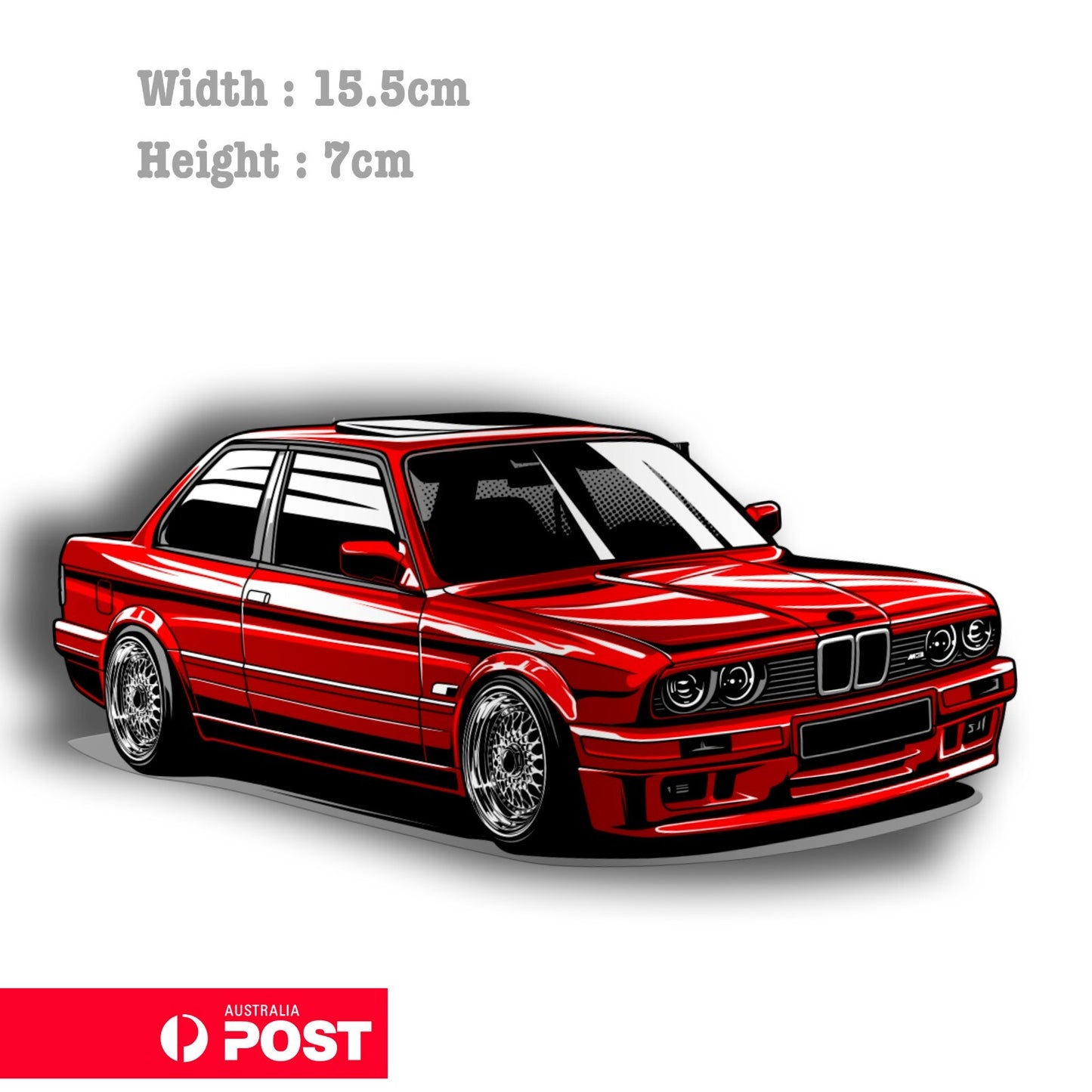 BMW E30 M3 Red BMW Performance Car Vinyl  Sticker
