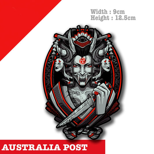 Oni Mask Geisha Female Samurai Mask - Japan Osaka JDM Decal Sticker