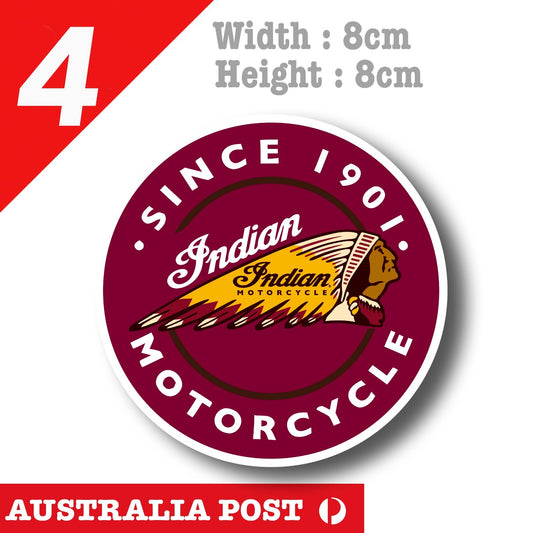 Indian Motorcycle Round Logo Since 1901 , Fuel Tank, Helmet Sticker