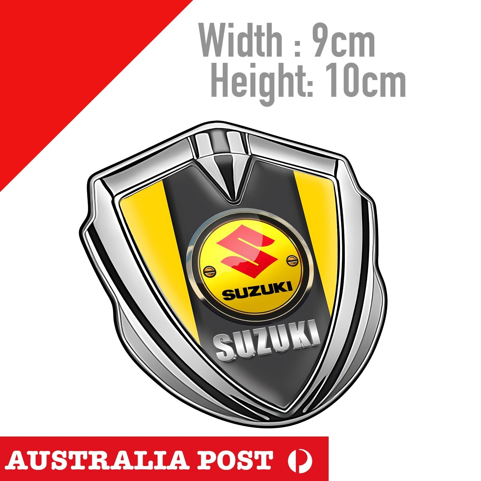SUZUKI Chrome Style Badge Logo Racing Yellow  Stickers