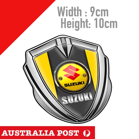 SUZUKI Chrome Style Badge Logo Racing Yellow  Stickers