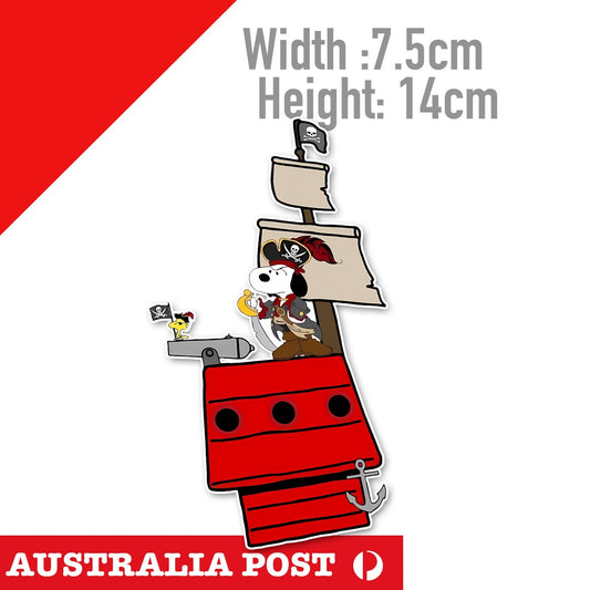 Snoopy dog and Woodstock Bird Pirate Ship Funny Sticker