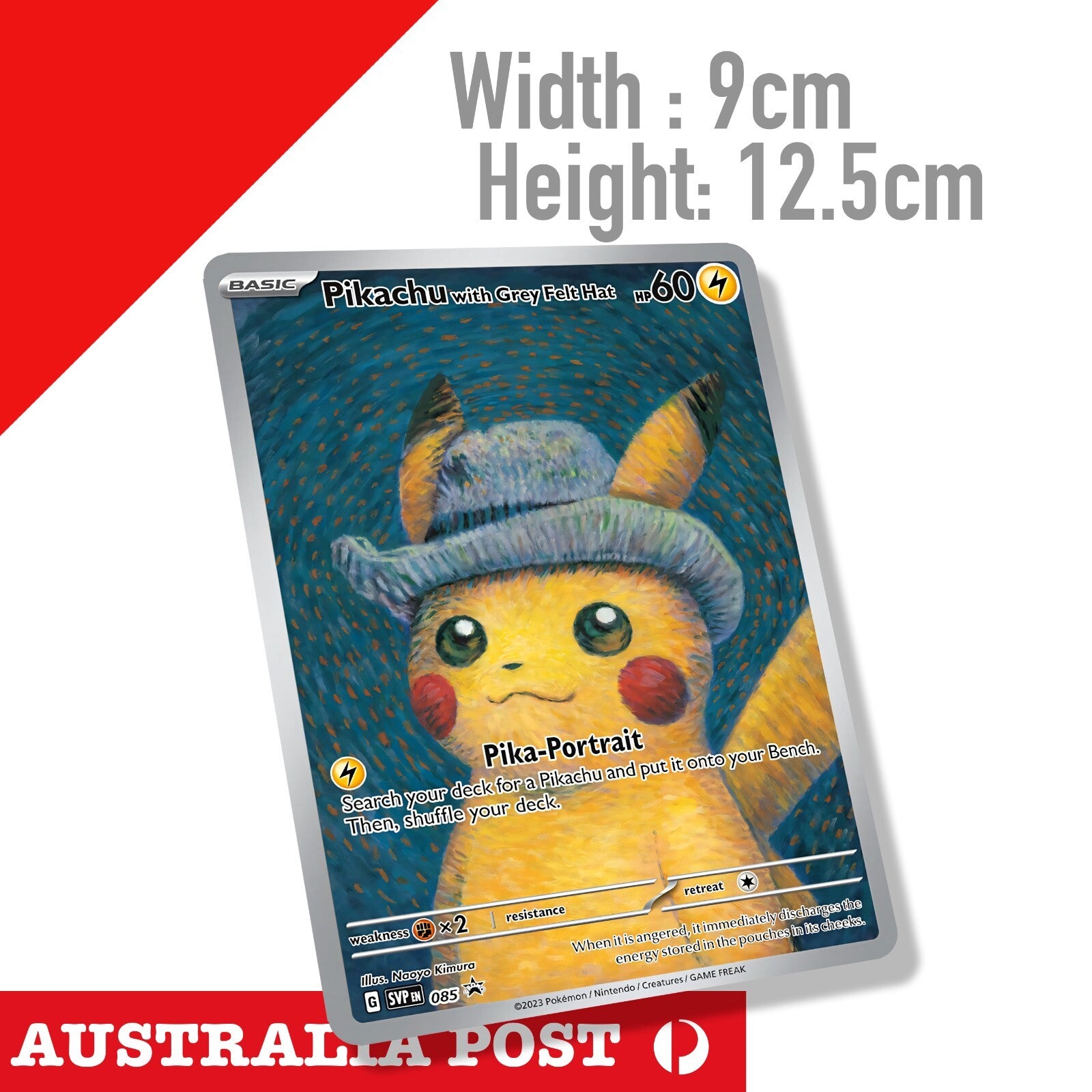 Pikachu Van Gogh Pika Portrait Gray Hat, Pokemon  Sticker