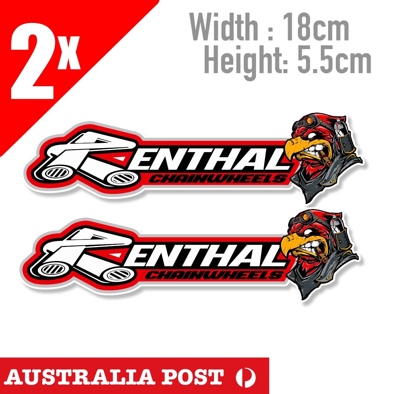 Renthal Chainwheels Logo, Motorcycle, Dirt Bike Banner Angry Eagle Head Stickers