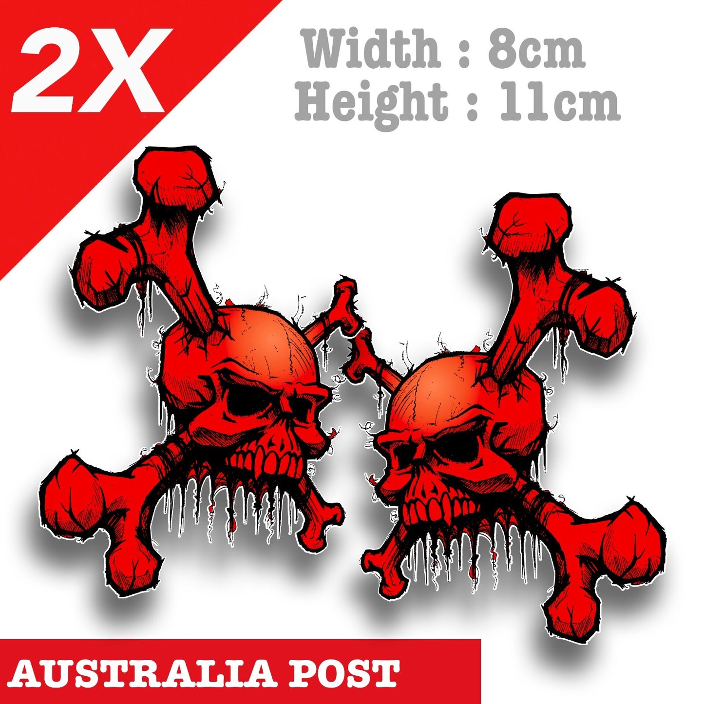 Flame red Skull motorcycle Fuel Tank Decal Stickers