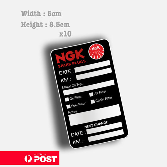 NGK Spark Plug Oil Change Service Reminder x10 Stickers Sticker
