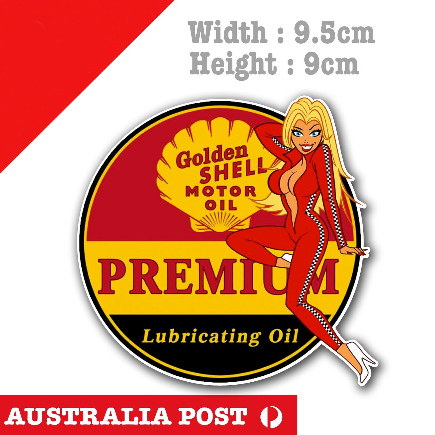 SHELL Motor Oil Premium Lubricating Oil Blonde Pin Up Girl  , Car , Oil, Sticker