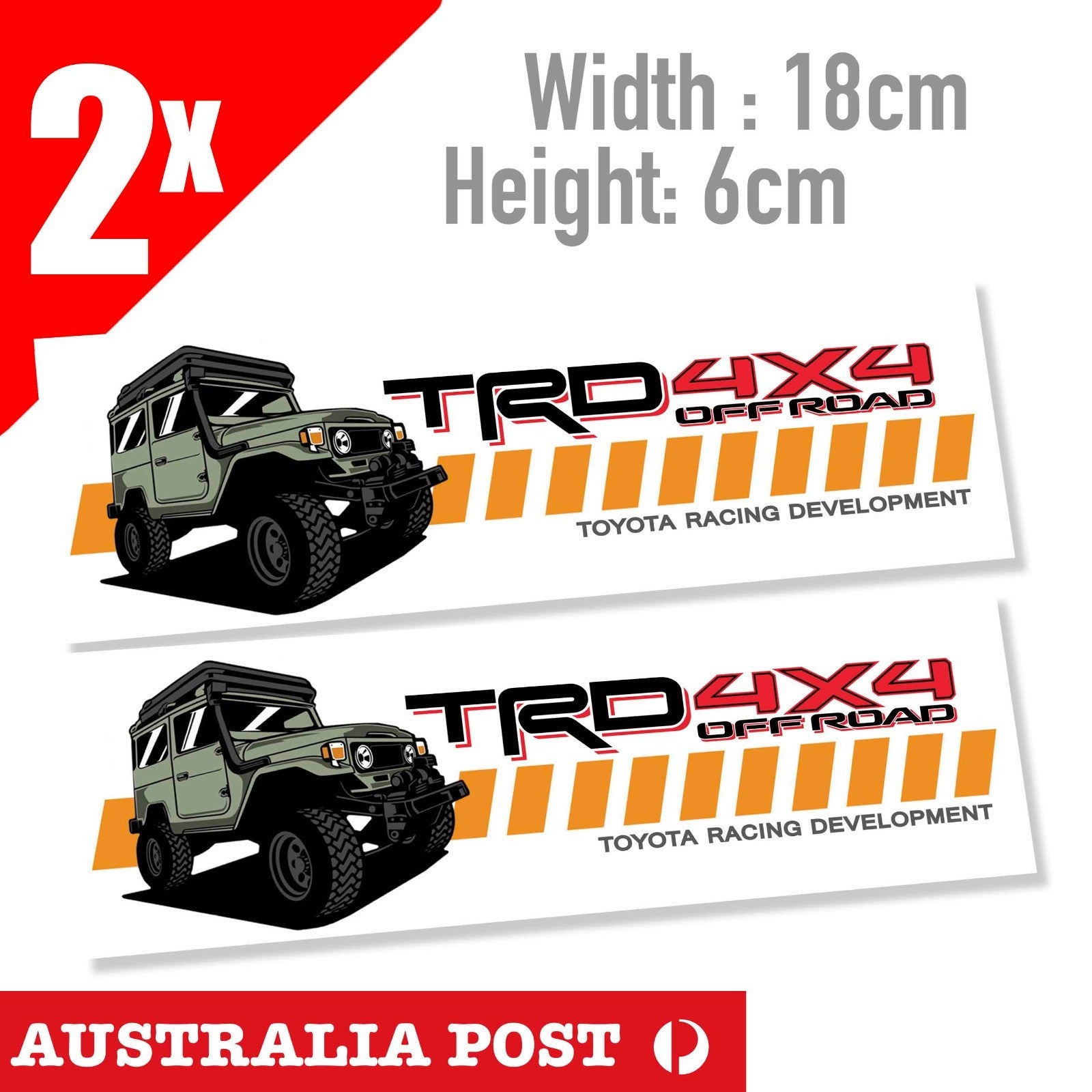 TOYOTA TRD 4x4 Off Road Stripe  4WD, Ute FJ140  Banner 2x Stickers