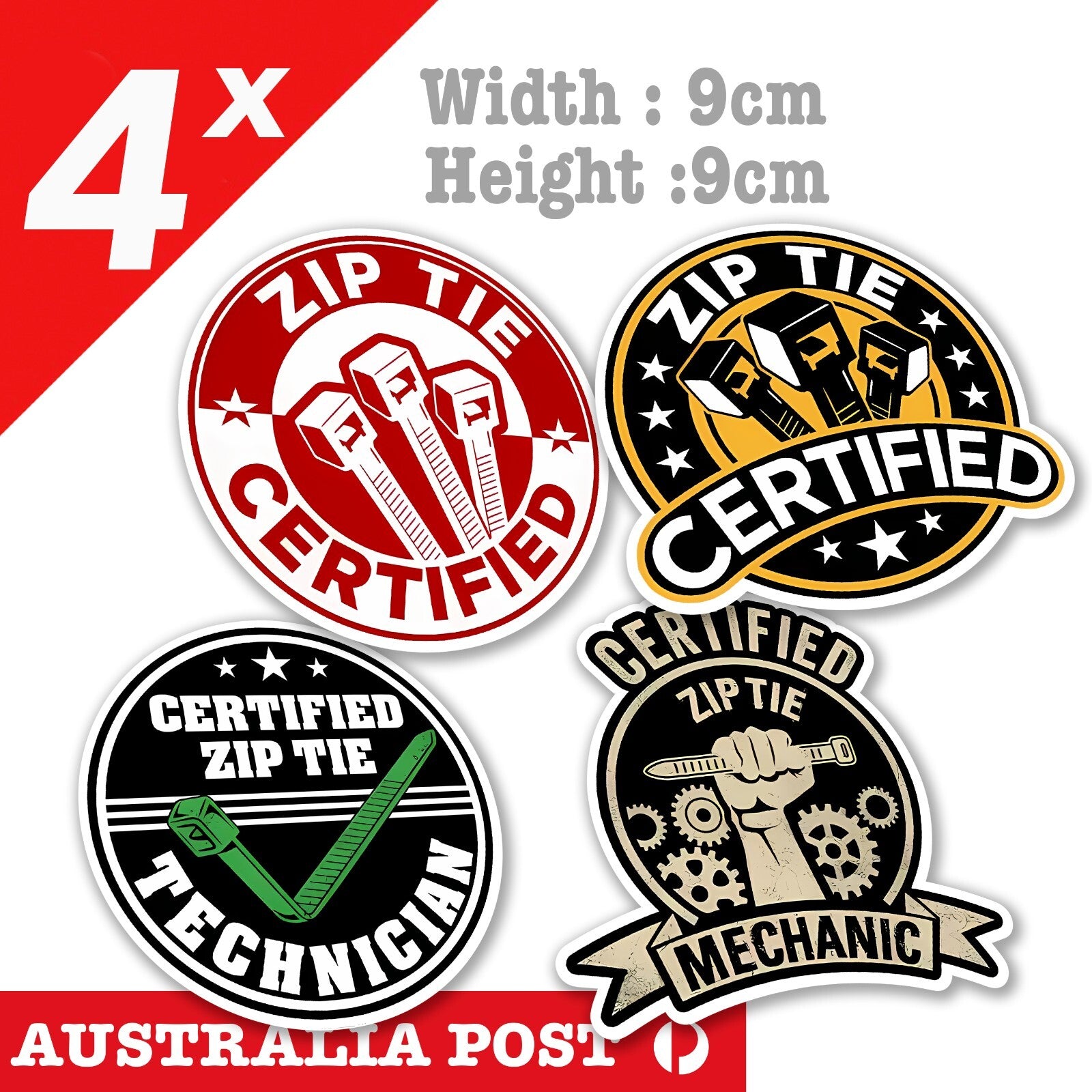 Zip Tie Mechanic Funny Mechanic x4 - Zip Tie Certified Sticker