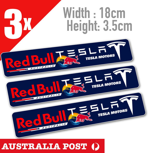 Tesla, Red Bull Slim Slap - Tesla MOTORS Banner 3x Sticker