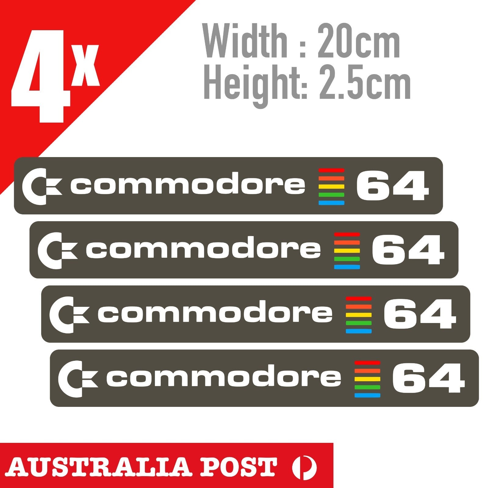 Commodore 64 Vintage Retro Logo x4 Sticker