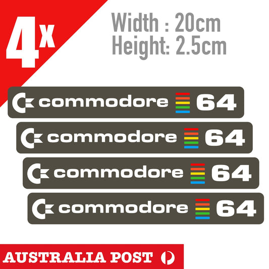 Commodore 64 Vintage Retro Logo x4 Sticker