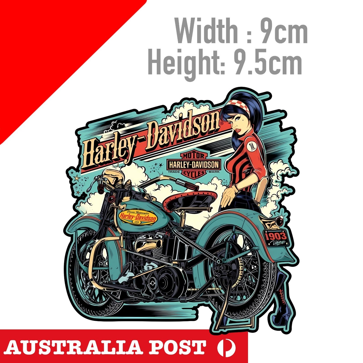Sexy  Girl, Harley Davidson , Motorcycle Pin Up Girl Sticker